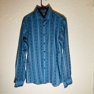 "Men's Ben Sherman Vintage Blue Stripe Shirt - Size Large"